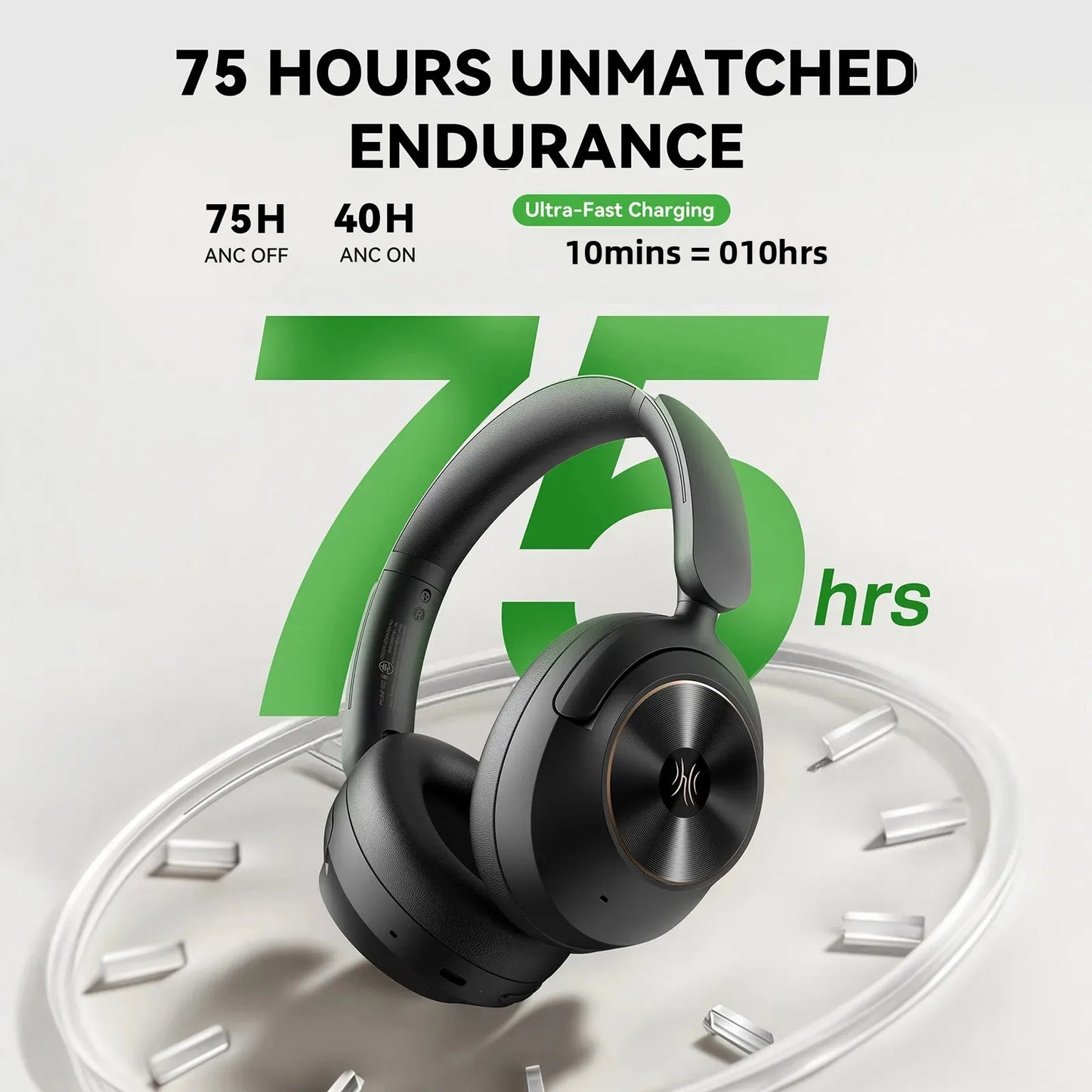Black Wireless ANC Headphones Over-Ear Hi-Res LDAC