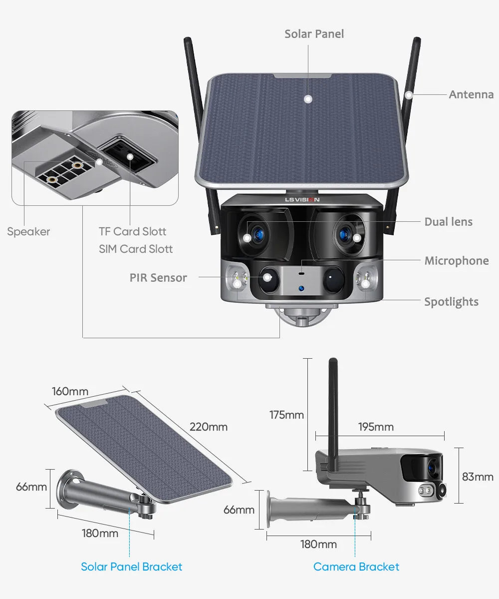 4K Smart WiFi Camera 128GB Outdoor PIR Detection