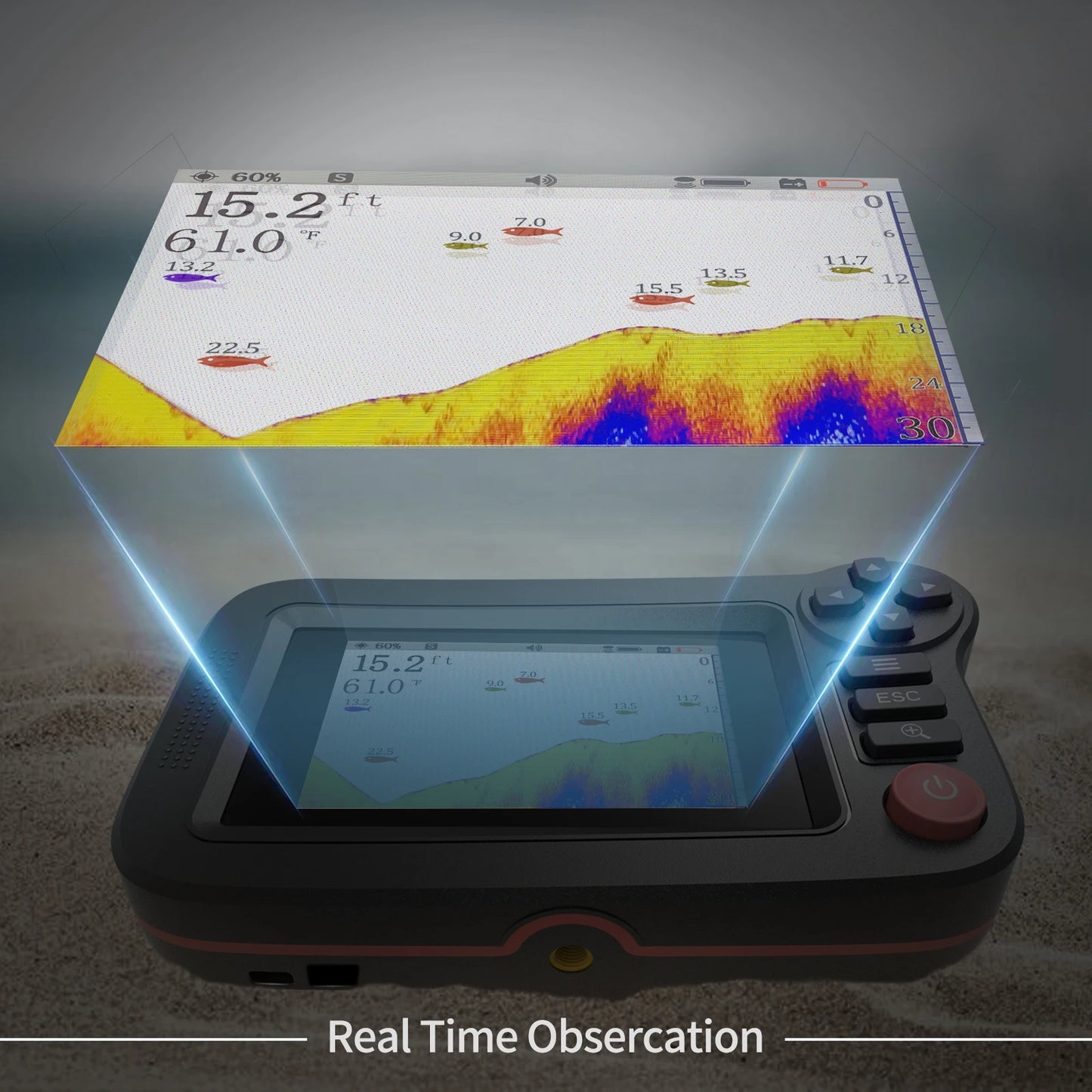 Waterproof Fishfinder Echo Sounder with LCD Display 200M