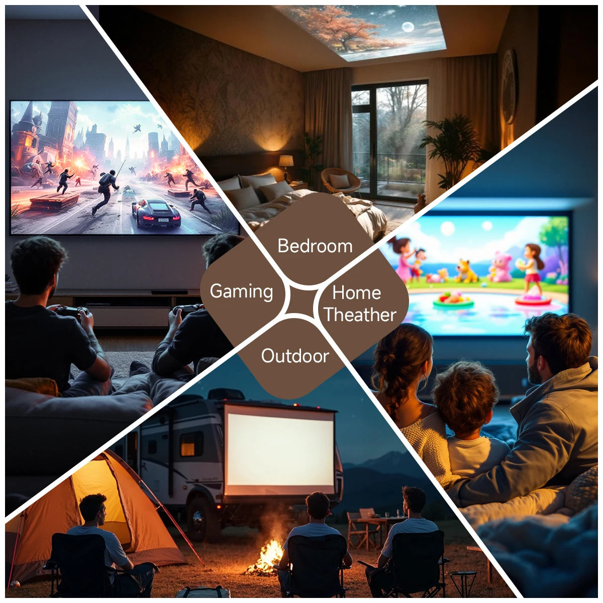 Smart 4K Home Cinema Projector Android 11 WiFi6 BT5.2