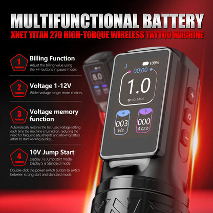 Wireless Tattoo Machine Pen Red Dual Battery