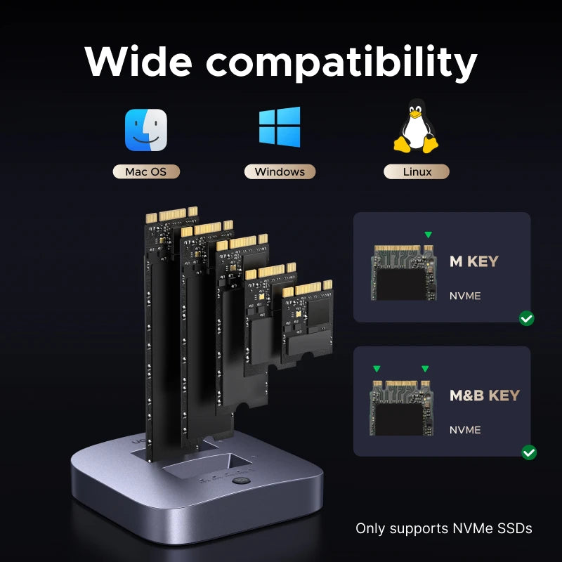 Dual-Bay M.2 SSD Enclosure with 4TB Storage Support