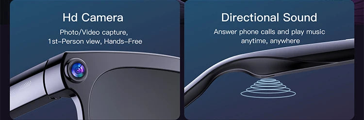 AI Smart Glasses 8MP Camera Colorful Lens 4K