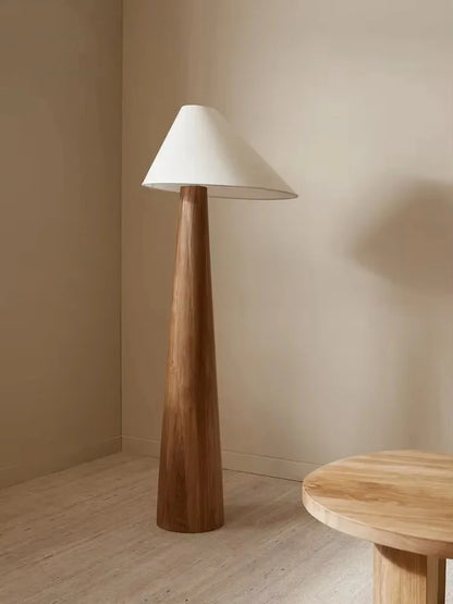 150cm Conical Oak Floor Lamp with Bright White Light