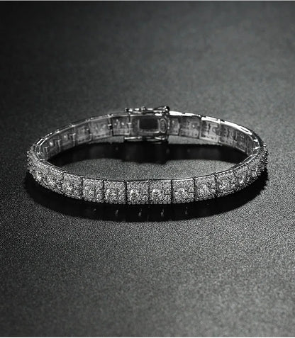 Womens Moissanite Tennis Bracelet 15cm Luxury Full Stone