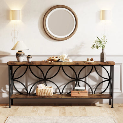 Sofa Table with Storage for Entryway & Living Room