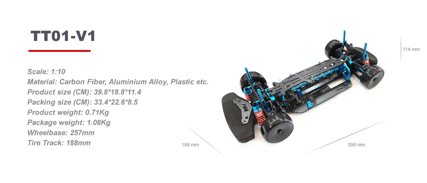 RC 1:10 Carbon Fibre Chassis Upgrade Kit