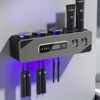 UV Sanitizing Toothbrush Holder with Automatic Toothpaste Dispenser