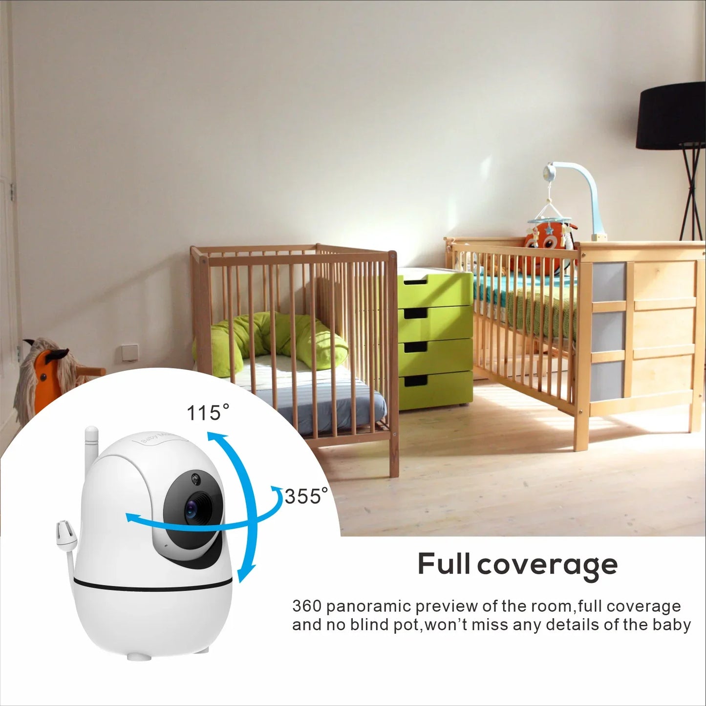 Portable 5" Baby Monitor 4X Zoom Night Vision
