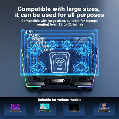 Laptop Cooling Pad 8 Angle Adjustable Foldable LED Display