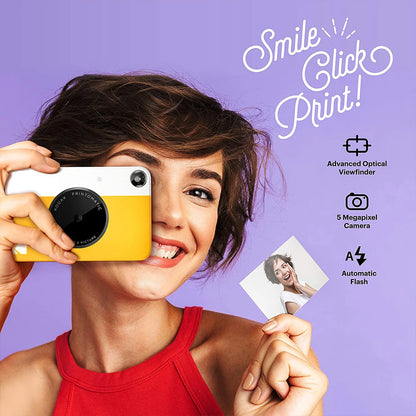 Yellow 1080p Instant Printing Camera Flash 40 Films