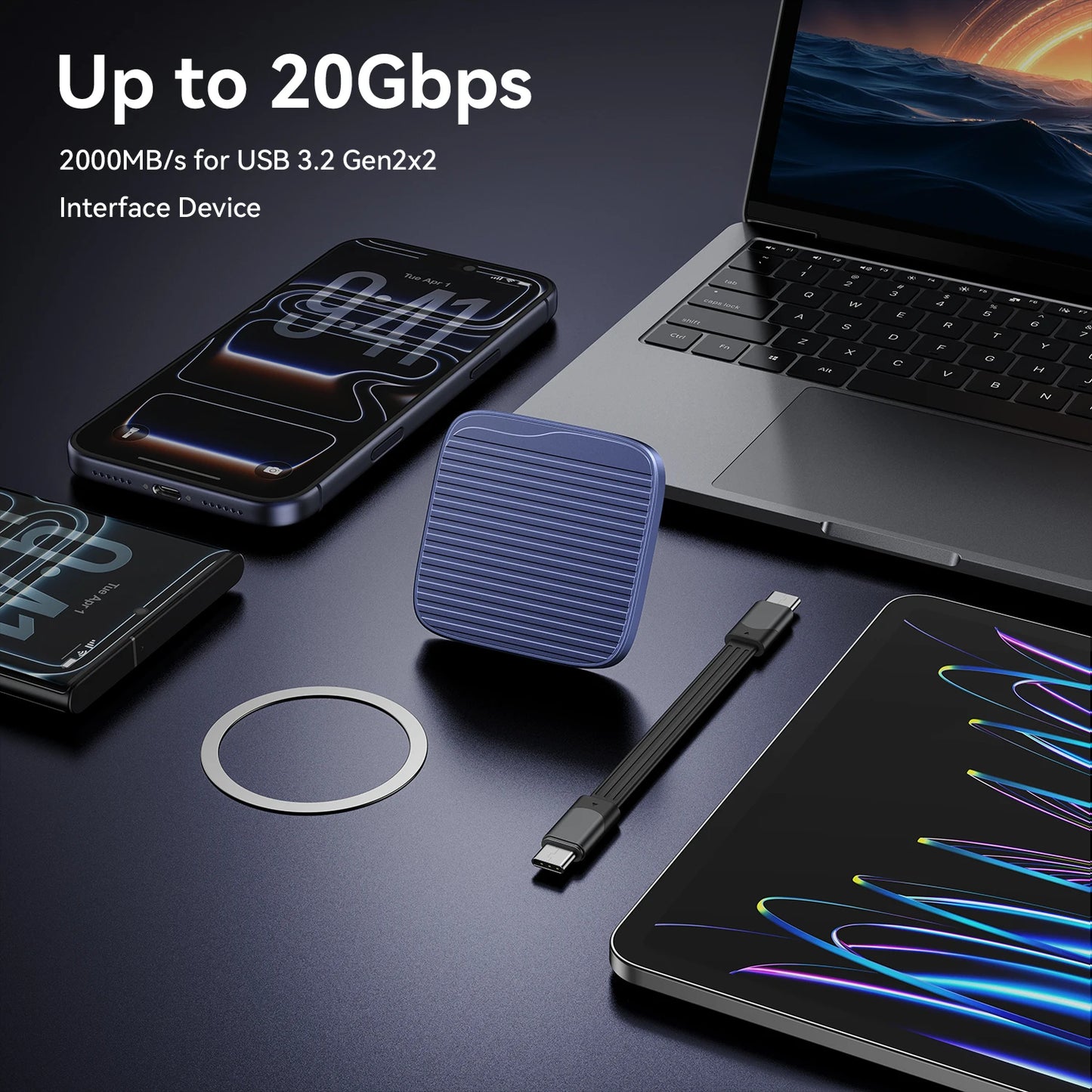 1TB Magnetic Portable SSD 2000MB/s for iPhone