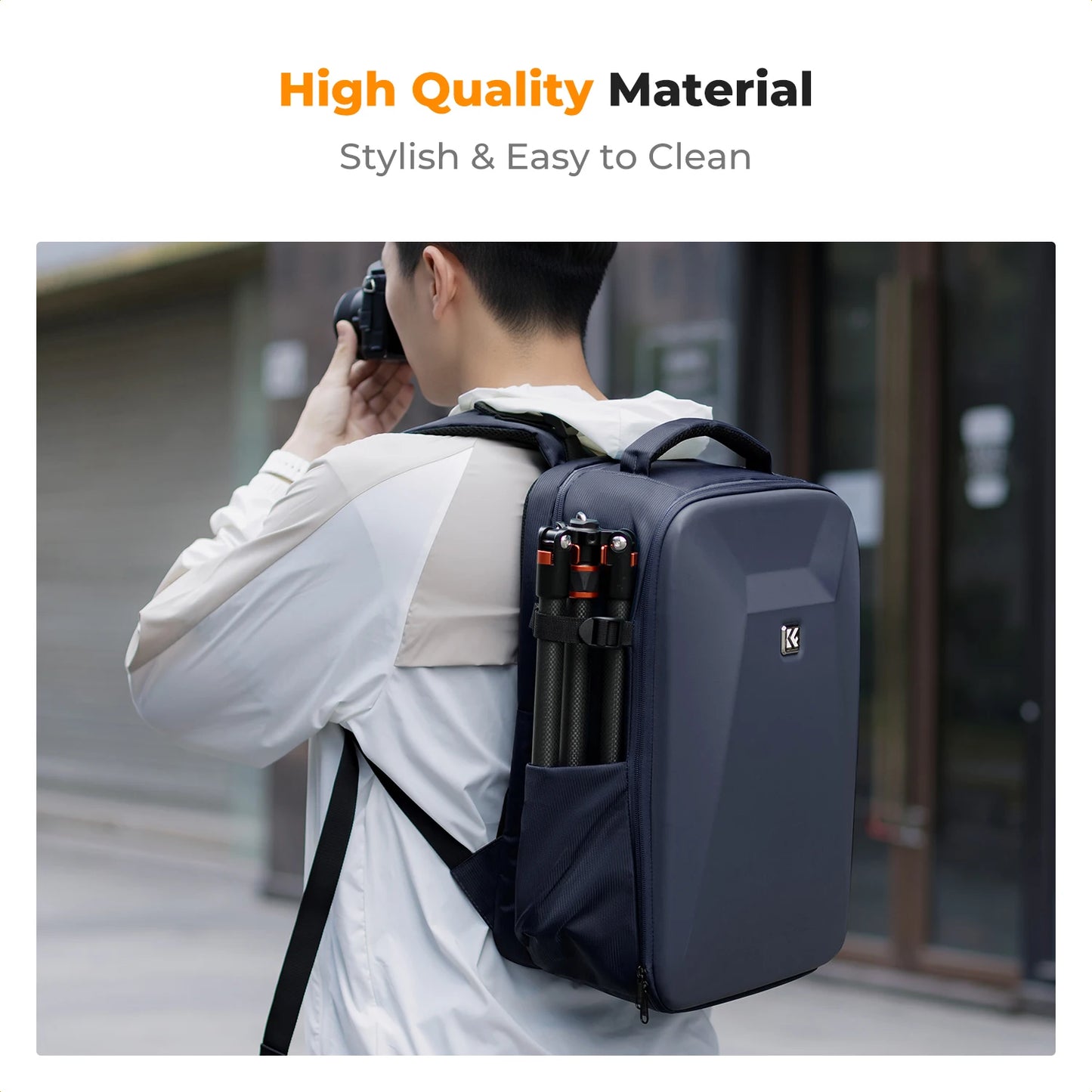 Khaki 22L Waterproof Camera Backpack with Hard Shell