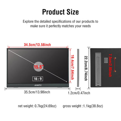 15.6" 1080P HDR Portable Touchscreen Monitor for Gaming