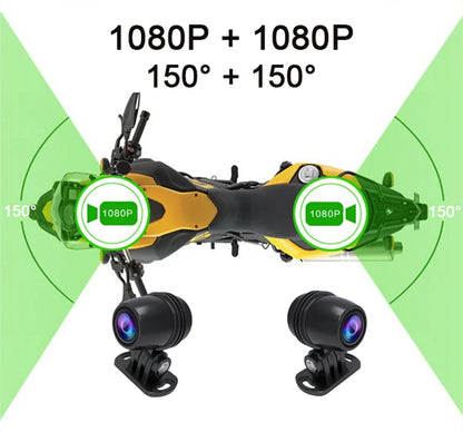 Waterproof Front Rear Moto DVR Camera 128GB