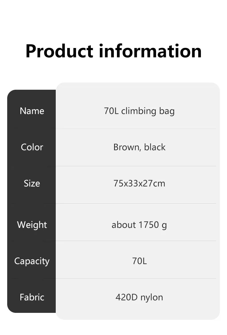 Large Capacity 70L Mountaineering Backpack Blue