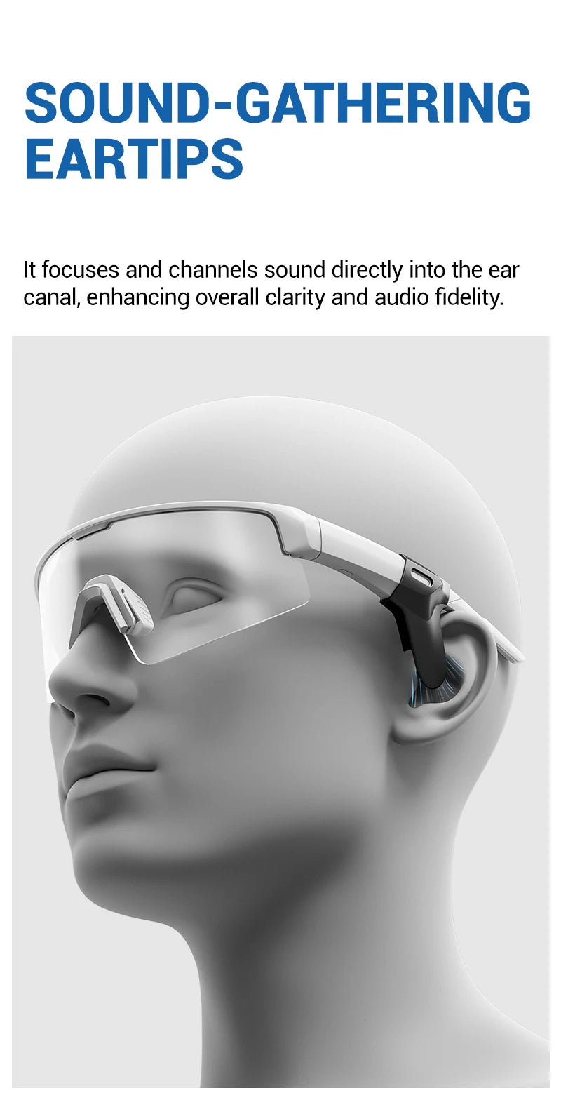 Silver Wireless Smart Sunglasses MP3 & Call Enabled for Sports