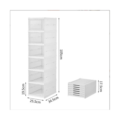 Foldable 6-Layer Shoe Cabinet with Transparent Front Panel