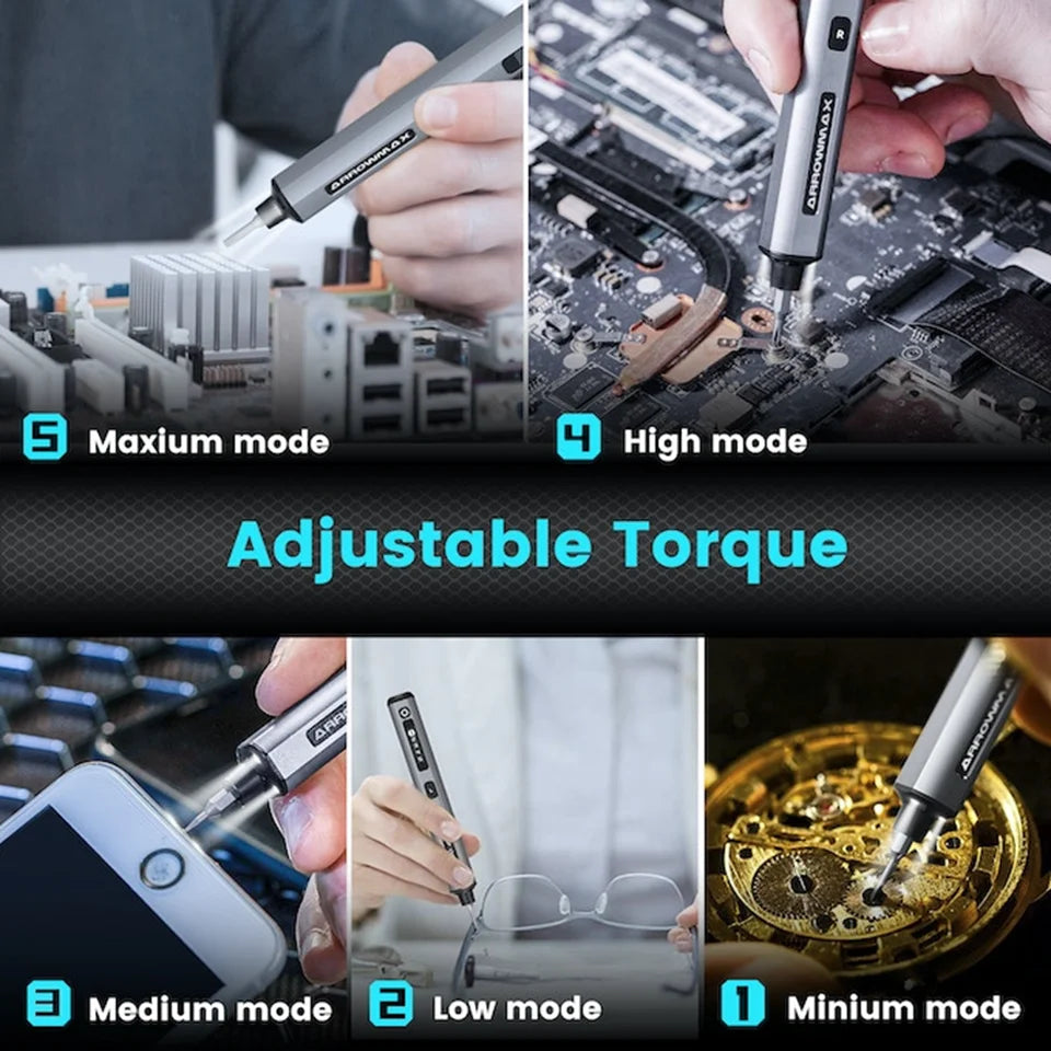 Rechargeable Motion Control Electric Screwdriver Set Plus Grey