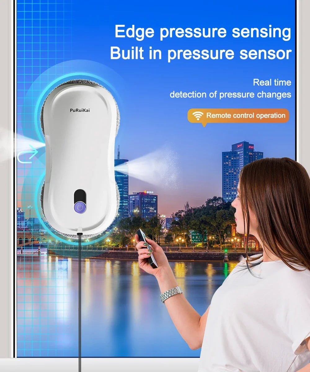 Smart Window Cleaning Robot with Electric Spray and Remote Operation