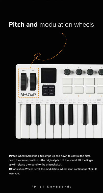 Compact 37-Key USB MIDI Controller with RGB Pads