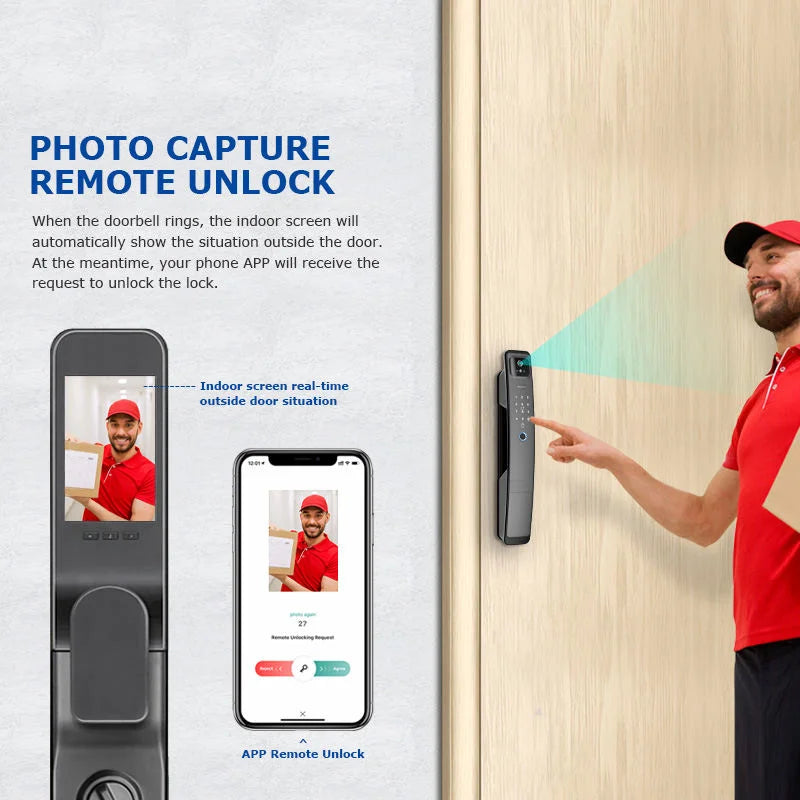 Smart WiFi Fingerprint Door Lock with 3D Face Recognition