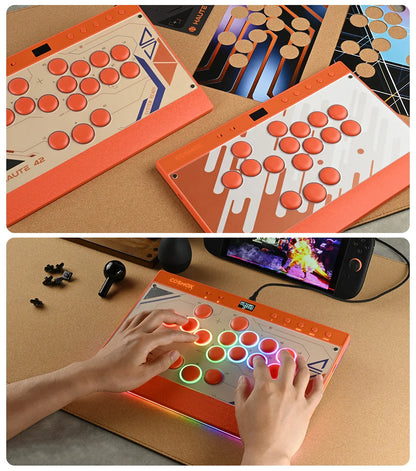 Orange Magnetic Leverless Arcade Controller for PC PS4 PS5