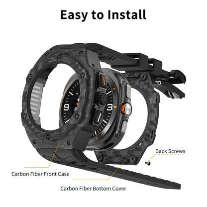 Carbon Fiber Case Rubber Strap for 47mm Ultra Watch