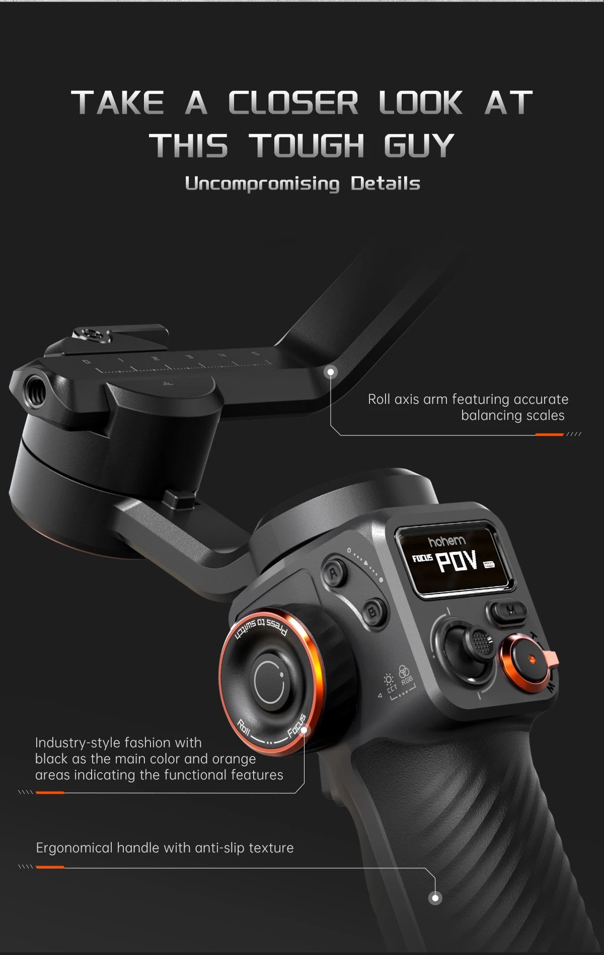 3-Axis Smartphone Gimbal Kit with Magnetic Light