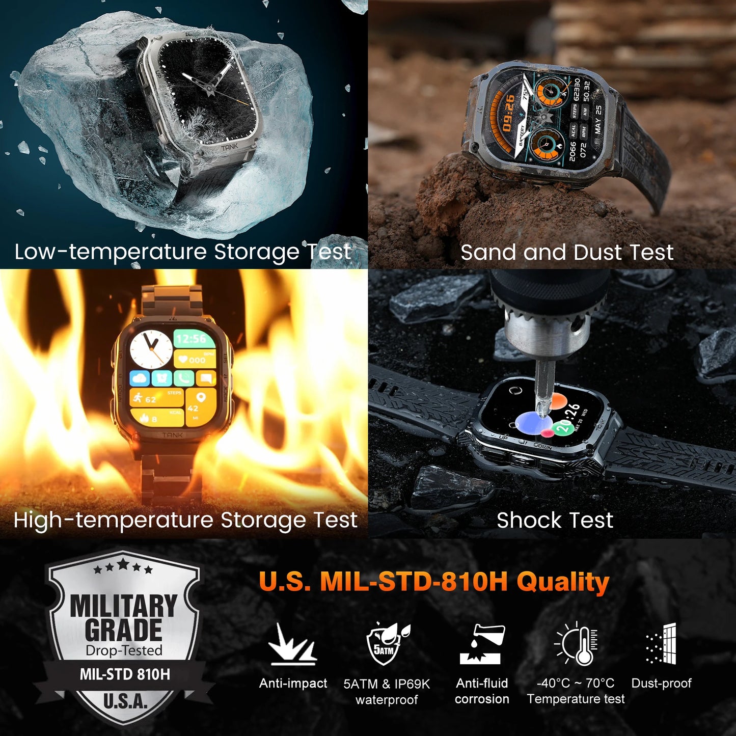 Waterproof AMOLED Fitness Smartwatch with Bluetooth