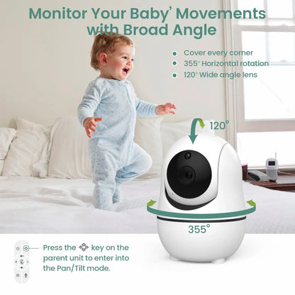 7 Inch HD Baby Monitor with 4X Zoom PTZ Camera