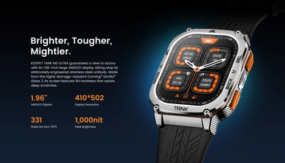 Silver Smartwatch with Extra Strap and Screen Film