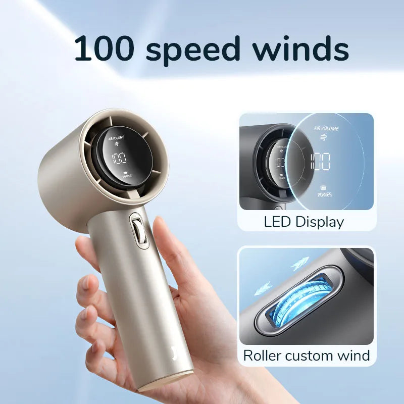 White Portable Bladeless Hand Fan USB Rechargeable