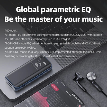 Portable Bluetooth DAC Headphone Amplifier with 3.5mm & 4.4mm Output