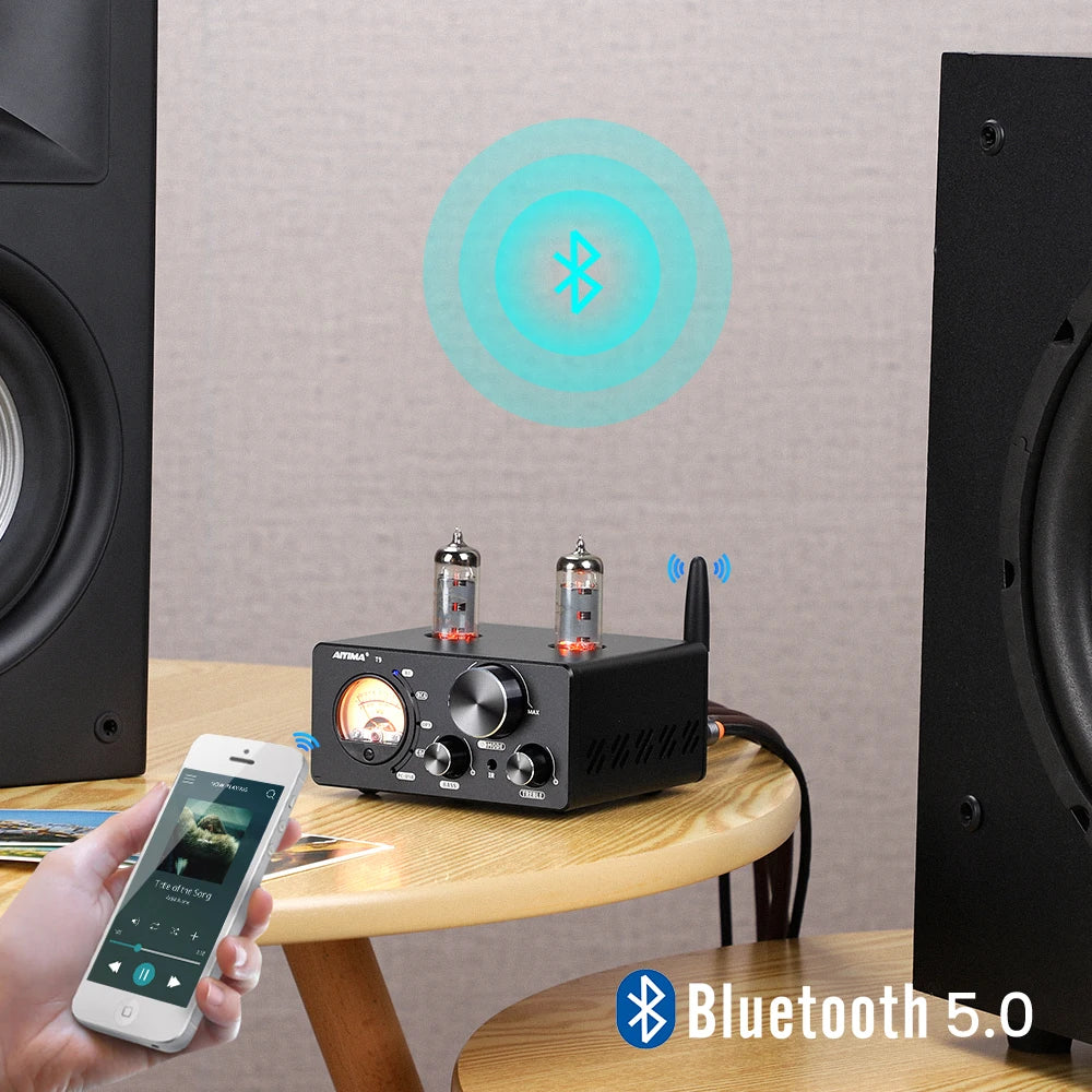 Bluetooth 5.0 Tube Amp with RCA USB and VU Display