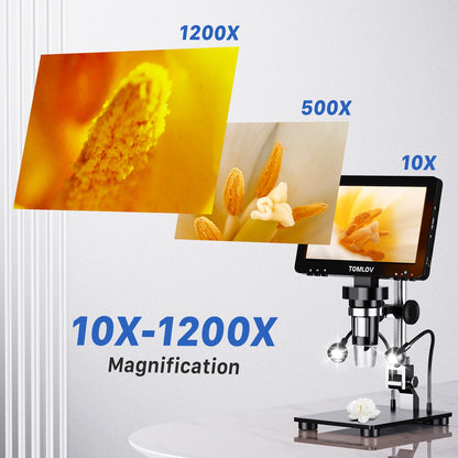 7in IPS HDMI Digital Microscope 16MP 1200X for Soldering