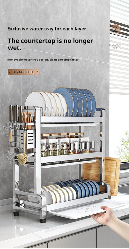 Heavy Duty 2 Tier Dish Drying Rack Organizer 43cm