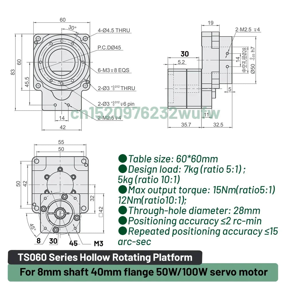 High-Precision 40mm Servo Rotary Actuator 5:1