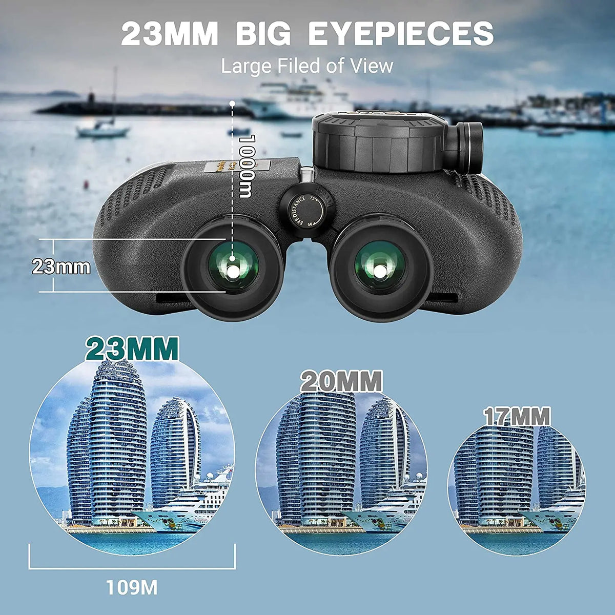10x50 Waterproof Binoculars with Built-In Compass