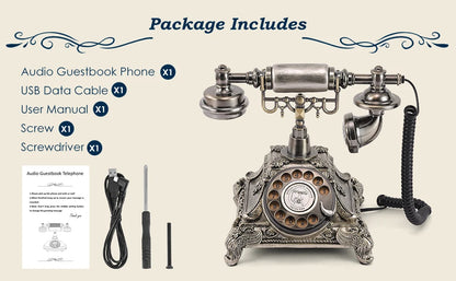 Antique Bronze Audio Guest Book Phone with Message Recording