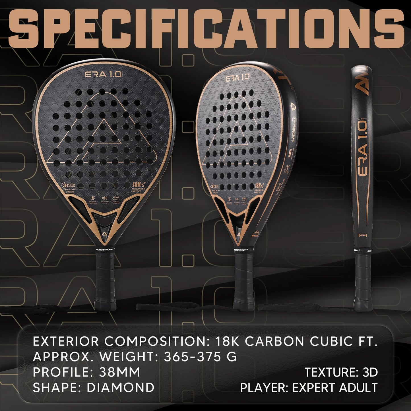 Lightweight 18K Carbon Padel Racquet for Power and Control