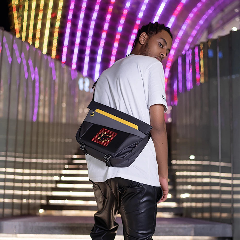 LED Pixel Art Sling Bag Waterproof Messenger Backpack
