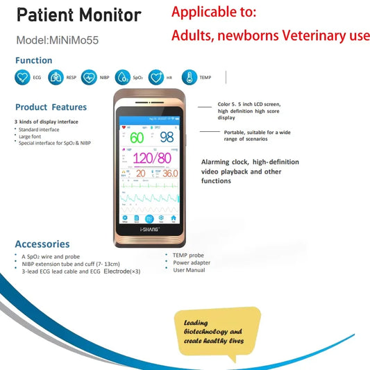 Touch Screen Animal Patient Monitor 5.5" for Vets