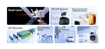 10MP Dual Lens 4G LTE Solar Security Camera