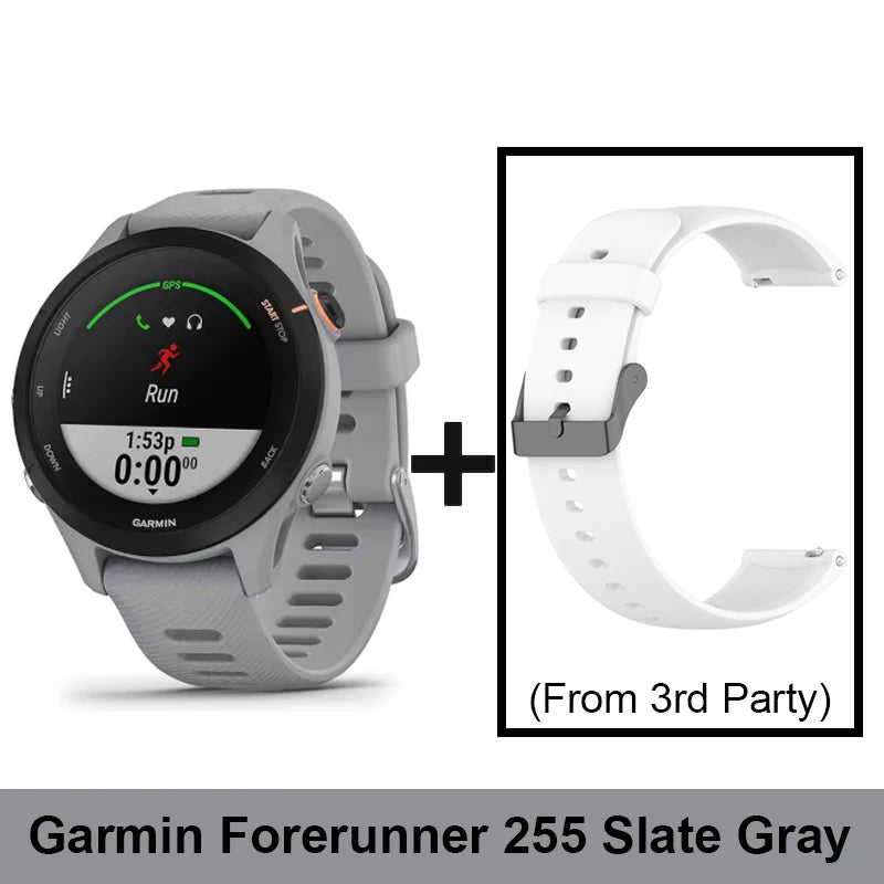 Garmin Forerunner 255 Smart Fitness Watch Gray White 1.3" Color Screen