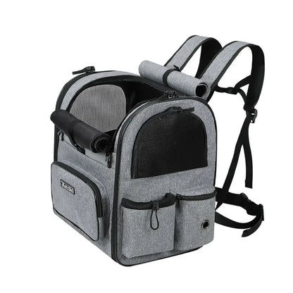 Travel Pet Backpack Breathable Carrier with Sturdy Frame Grey