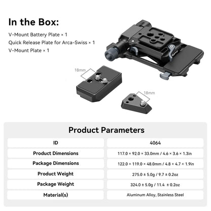 Compact V Lock Battery Mount with Arca Support