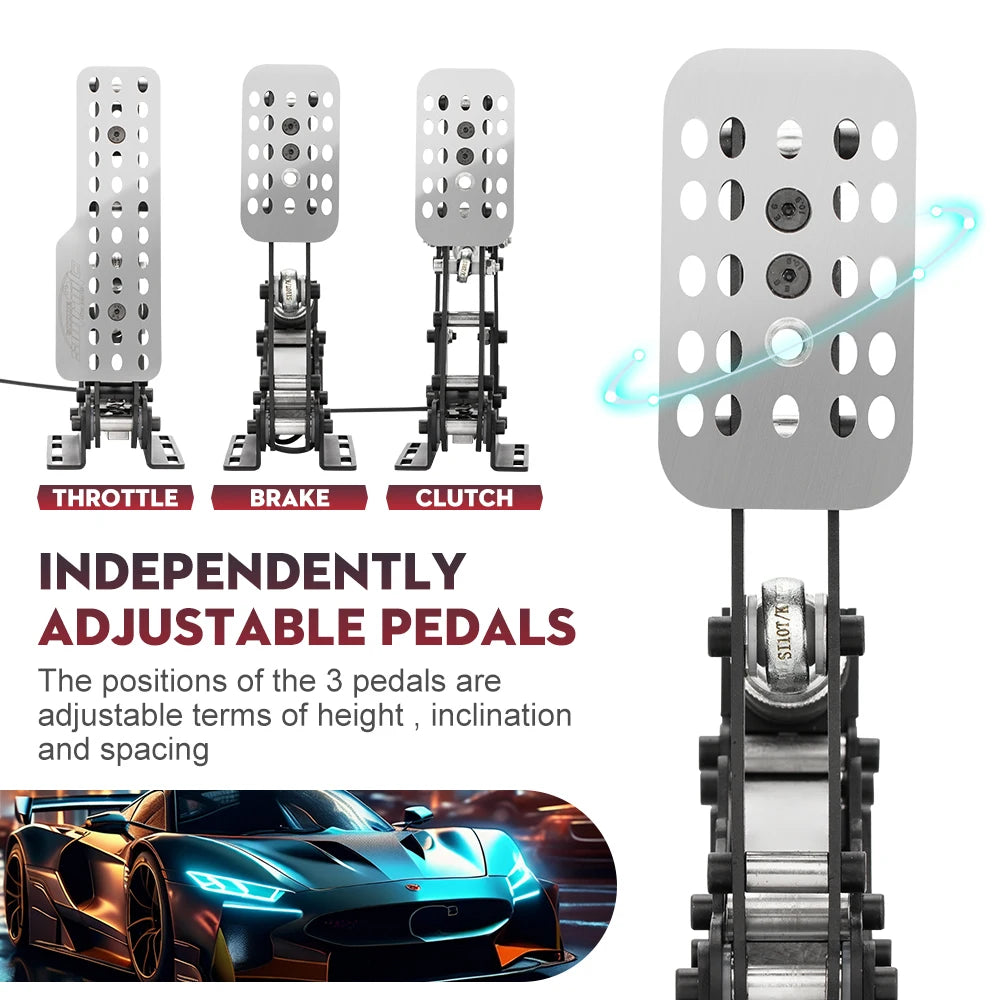 Adjustable Pressure Pedal Set for PC Racing Simulators