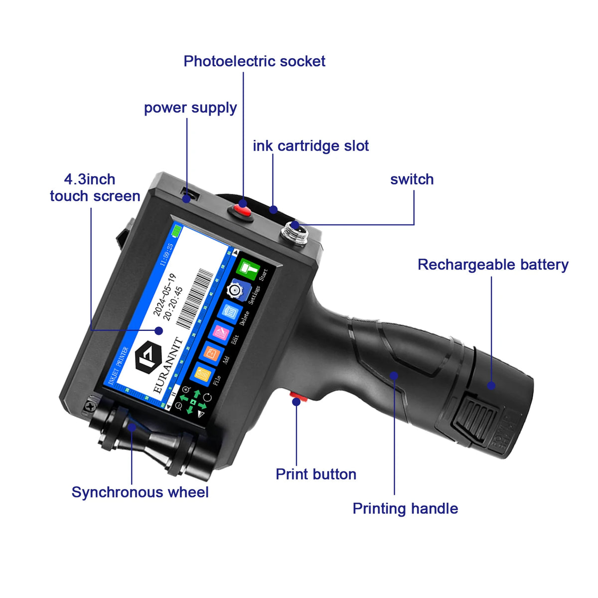 25.4mm Mini Handheld Inkjet Printer for QR and Barcodes