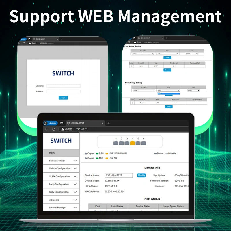 Web Managed 2.5G Ethernet Switch 4 Port with 10G Uplink